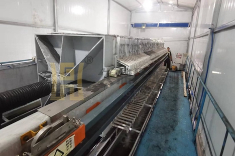 河南省200平方皮帶一體式壓濾機使用現(xiàn)場